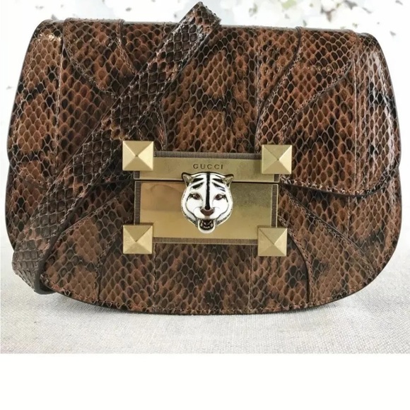 GUCCI Brown Snakeskin Leather Osiride Flap Crossbody Bag NEW WITH TAGS! Box! Bag - Picture 4 of 13